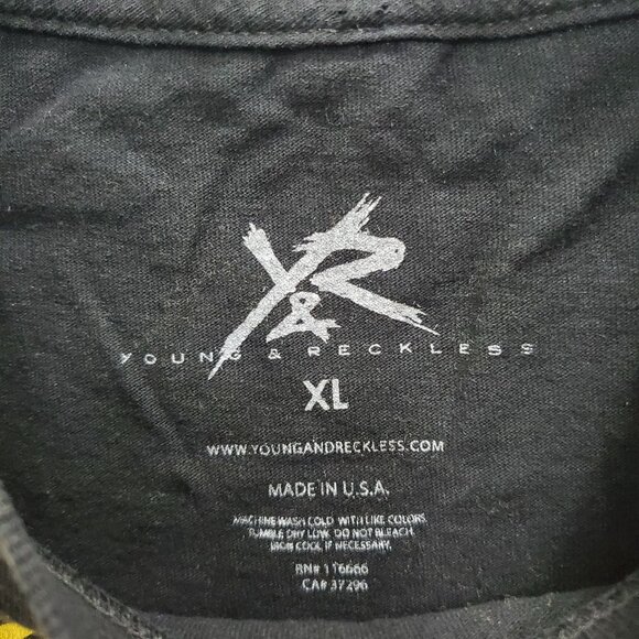 Young & Reckless Men's Black YR Scribble Logo Double Sided Graphic Tee Size‎ XL - Picture 4 of 5